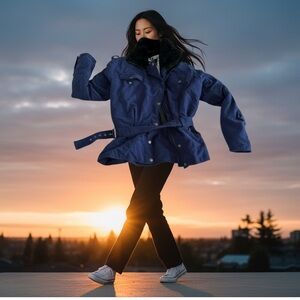 Nils Ski Jacket blue with faux fur collar